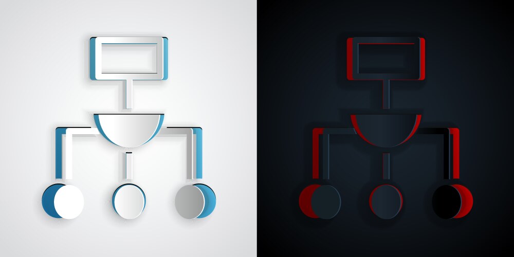Paper cut algorithm icon isolated on grey vector image