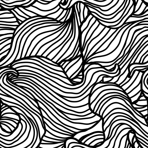 Seamless pattern with wave line curls monochrome vector image