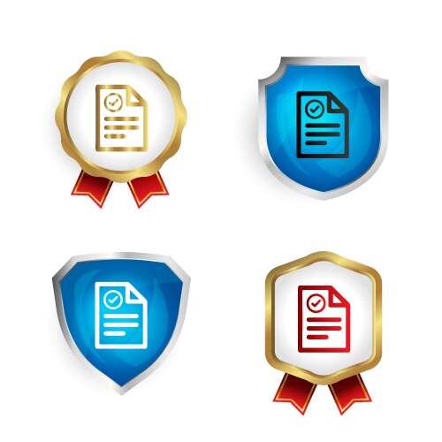 Abstract result pass badge and label collection vector image