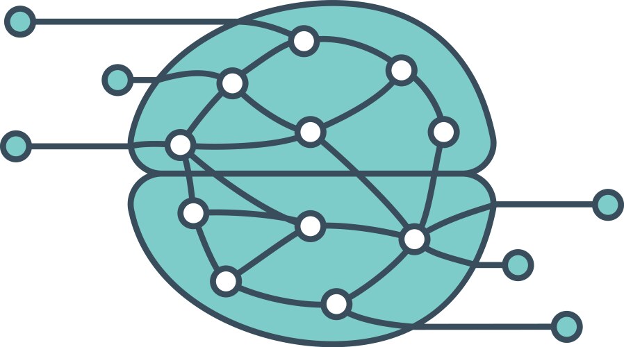 Brain icon with ai neural network inside vector image