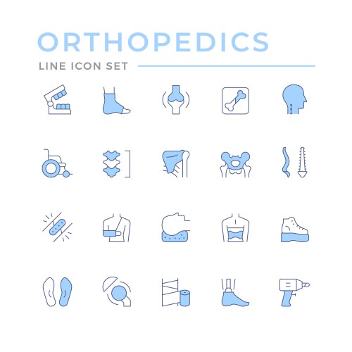 set color line icons of orthopedics vector image