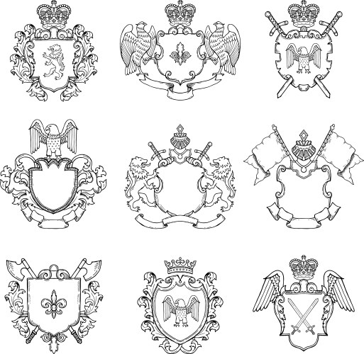 Template of heraldic emblems different empty vector image