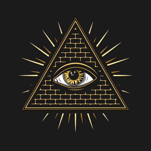 All Seeing Eye in Pyramid Vector Image