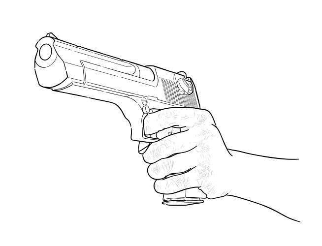 Hand Drawn Gun Illustration Vector Image