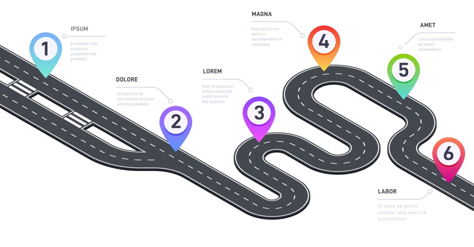 isometric pathway infographic road map vector