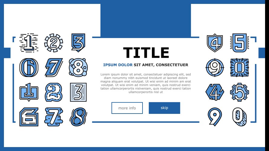 Numbers numeral title landing header vector image