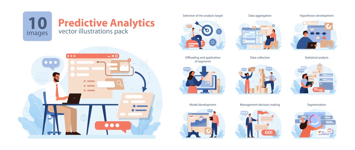Predictive analytics set process of using data vector image