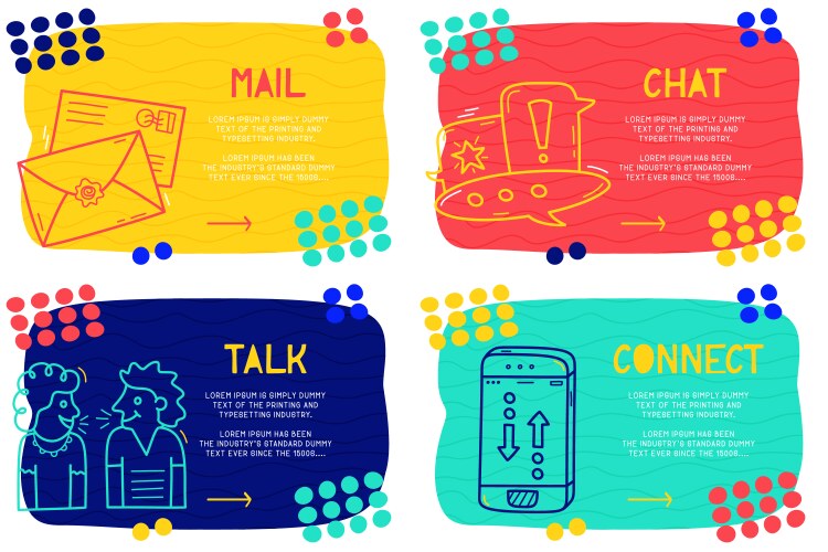 Set abstract landing page pattern with different vector image