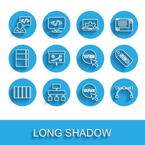 Set line color palette guide site map front end vector image