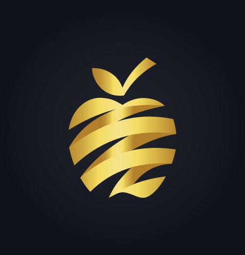 Golden Apple Ribbon Fresh Vector Image