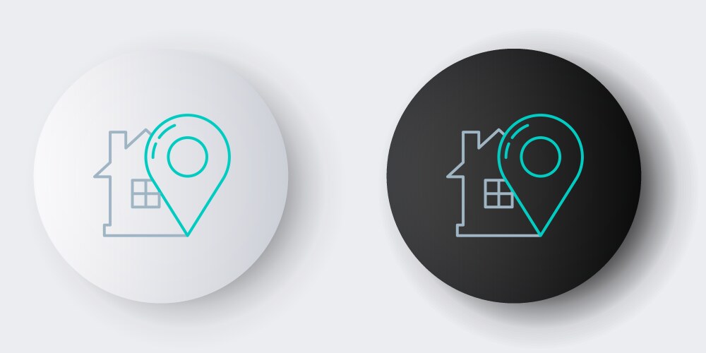 Line map pointer with house icon isolated on grey vektorbild