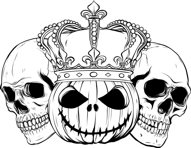 Draw in black and white halloween skull Vector Image