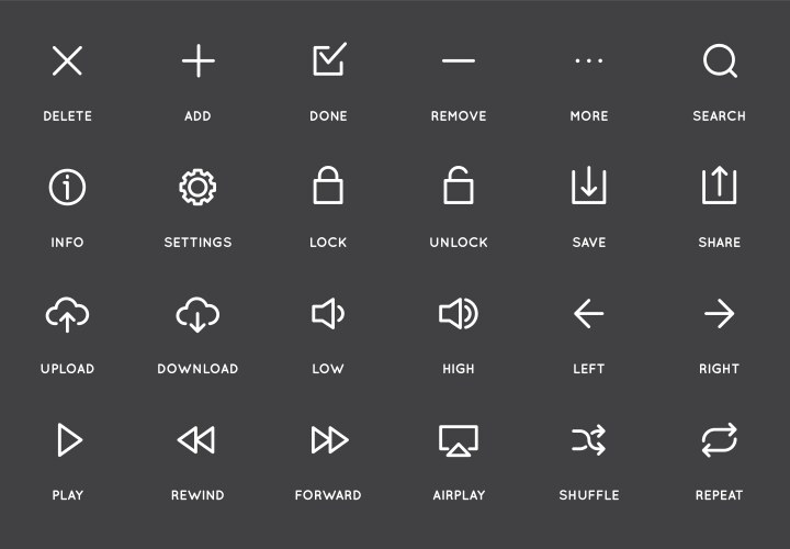 Minimal UI Icon Set - System Icons vector image