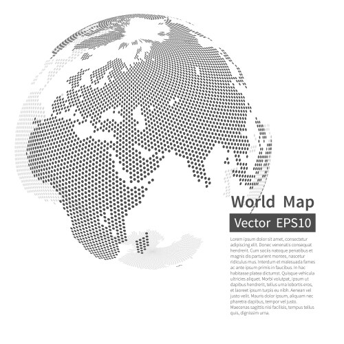 Dotted world map background earth globe Royalty Free Vector