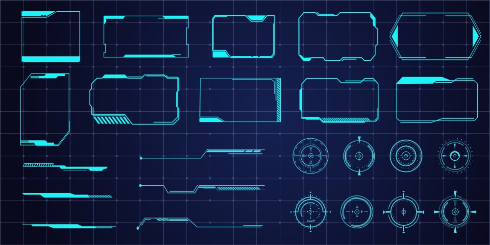 Futuristic hud frames borders text box game menu vektorbild