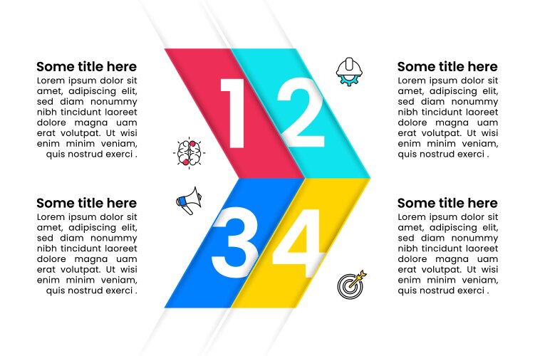Infographic template 4 squares connected to the Vector Image