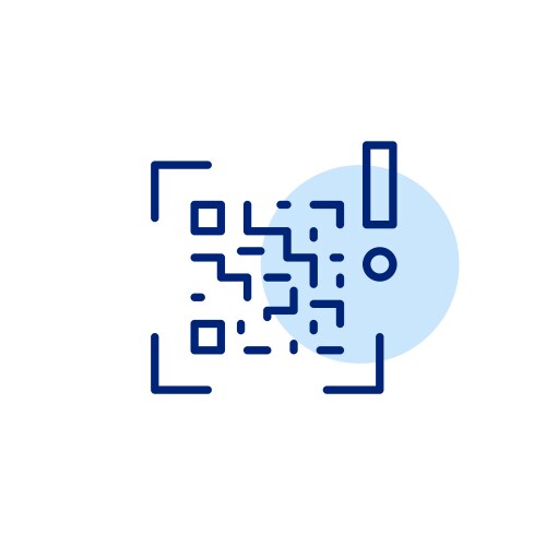 Qr code scan and exclamation mark security vector image