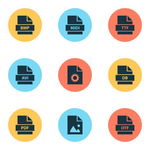 Document icons set with system image pdf vector image