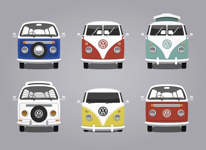 retro camping van collection design vector image