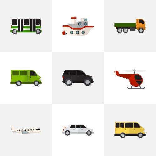 Set of 9 editable automobile flat icons includes vector image