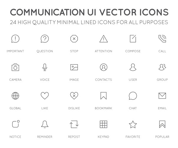 Communication user interface ui icon set high vektorbild