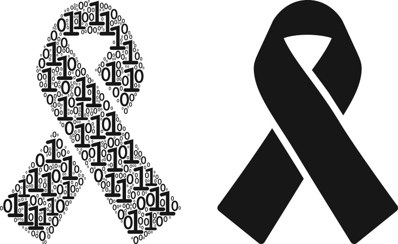 Mourning ribbon mosaic of binary digits vector image