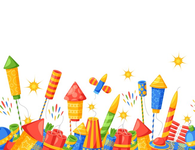 Vibrant pyrotechnic elements create a dynamic vector image