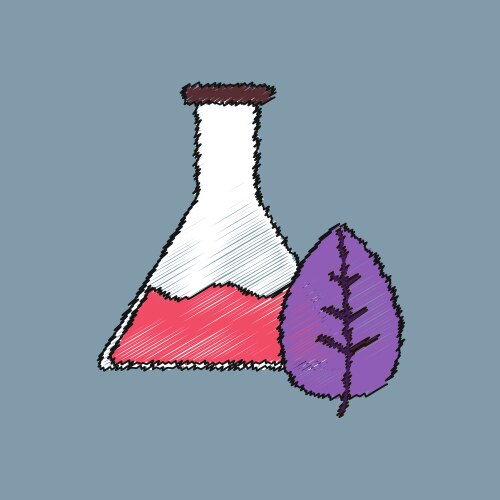 Flat shading style icon lab flask with leaf vector image