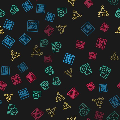 Set line binary code neural network funnel vector image
