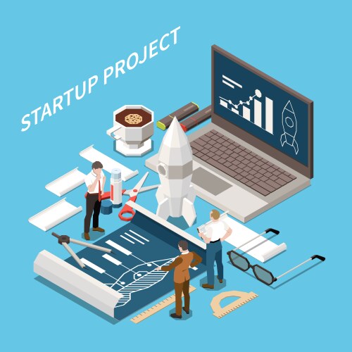 Startup project isometric colored concept Vector Image