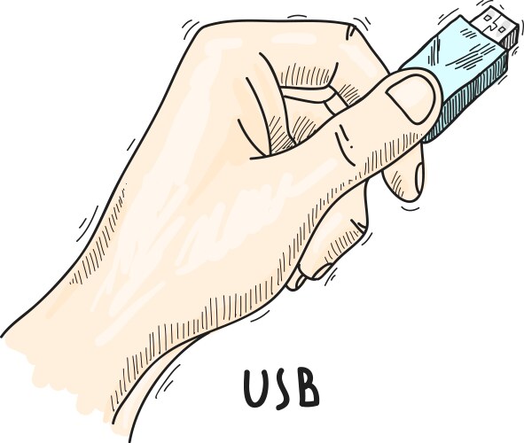 hand with usb poster vector image