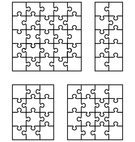 Puzzle jigsaw set of 24 pieces Royalty Free Vector Image
