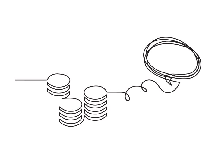 Abstract coins with comment as continuous lines vector image
