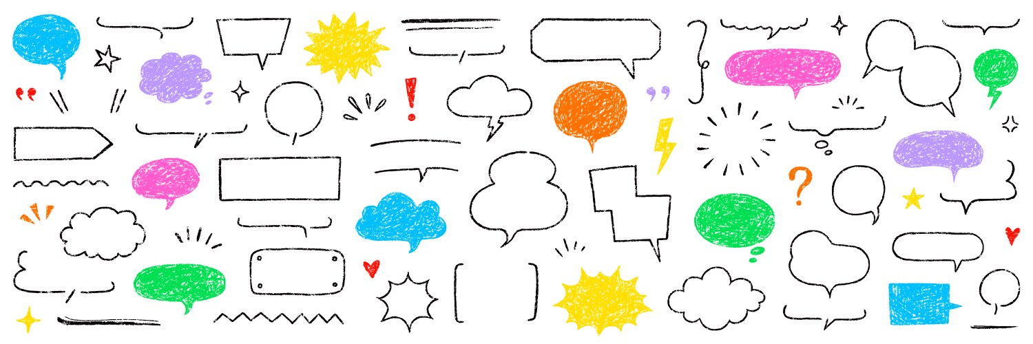 Crayon speech bubble text frame dialog balloon vector image