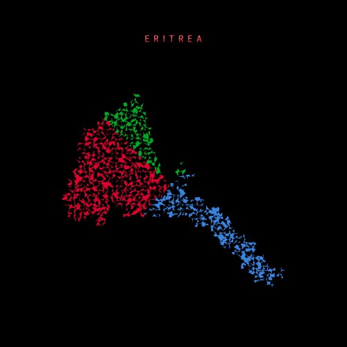 Eritrea flag map chaotic particles pattern vektorbild