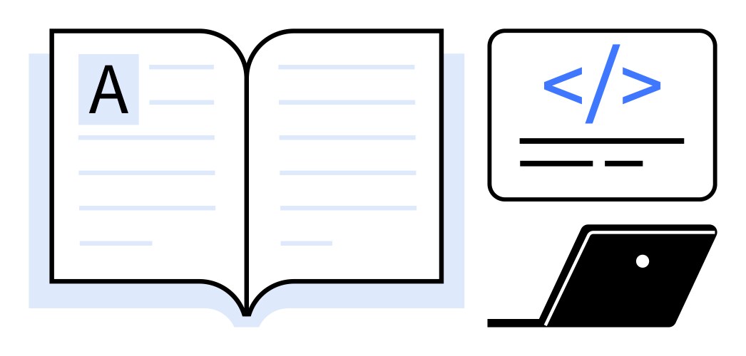 Open book with laptop and code snippet emphasizing vector image