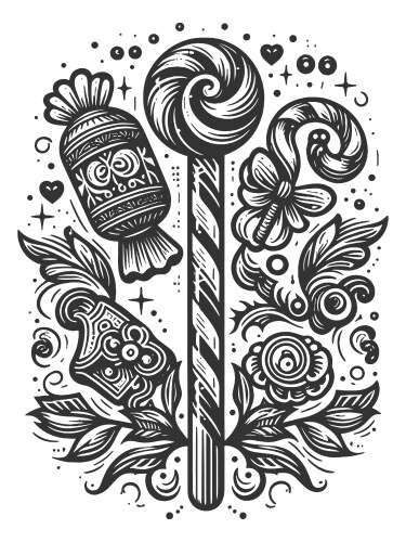 Ornate candy and lollipop Vector Image