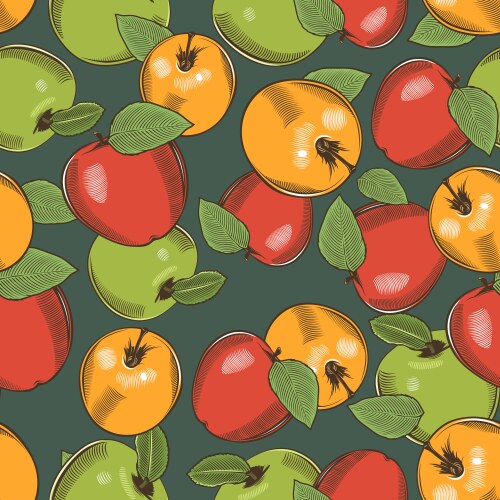 seamless pattern with apples of different colors vector image