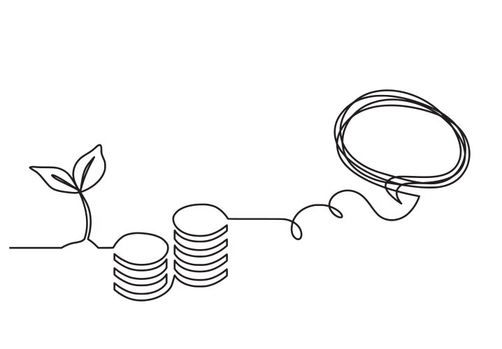 Abstract coins with comment as continuous lines vector image