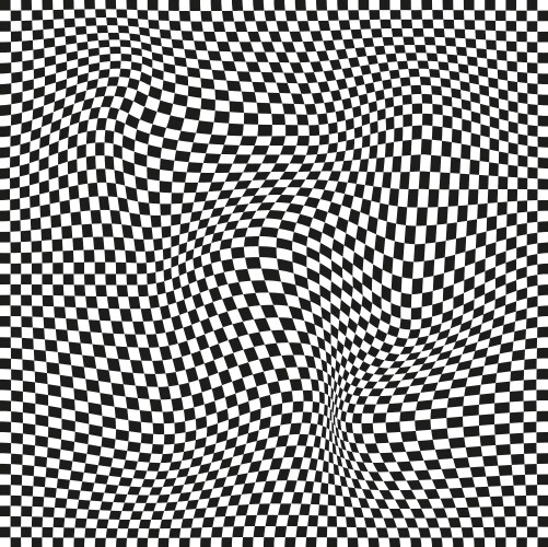 Seamless checkered pattern distorted optical vector image