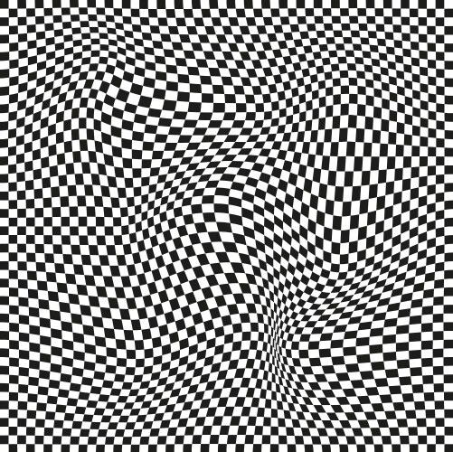 Seamless checkered pattern distorted optical vector image