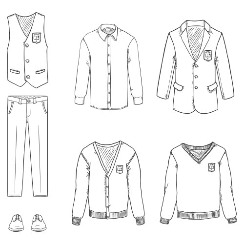 sketch set school uniform clothes vector image