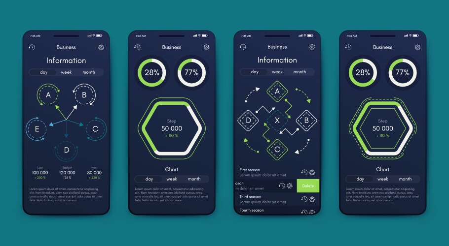 different ui ux gui screens and flat web icons vector image