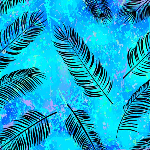 Seamless hand drawn pattern with green palm Vector Image
