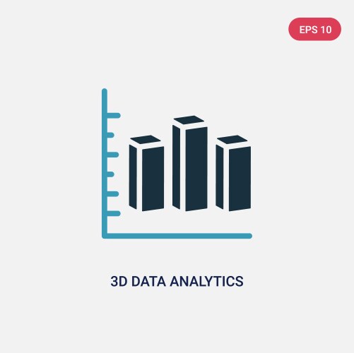 Two color 3d data analytics dual bars icon from vector image
