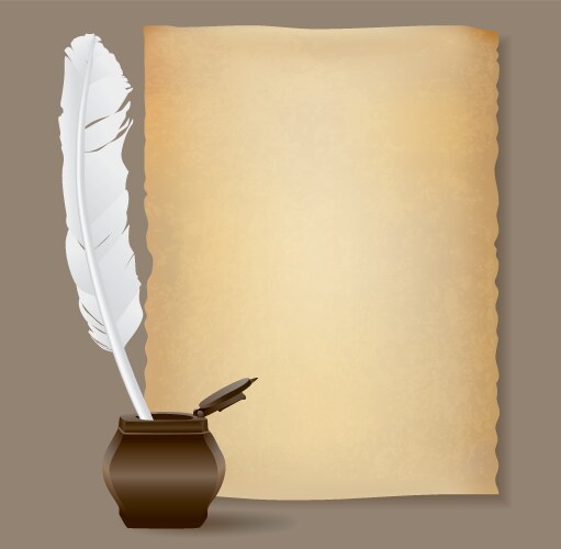 Paper and feather Royalty Free Vector Image - VectorStock