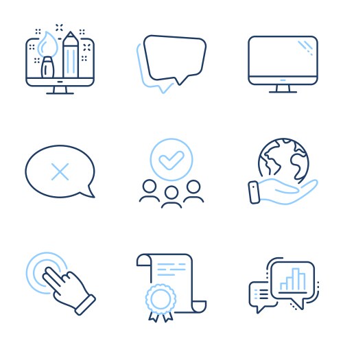 Touchscreen gesture speech bubble and graph chart vector image