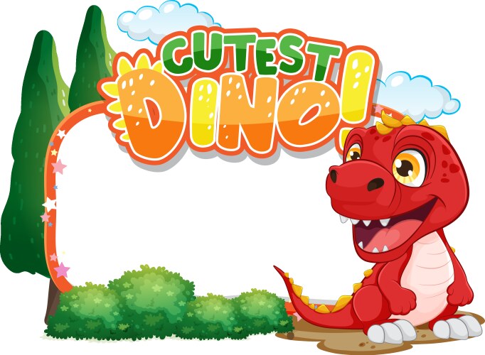 cute red dinosaur with a playful cheerful vector