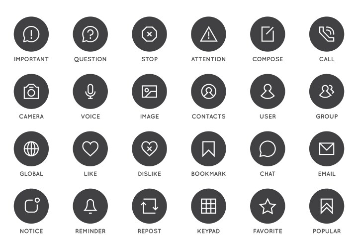 Communication user interface ui icon set high vector image