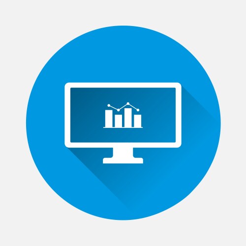 diagram on monitor icon blue background flat vector image